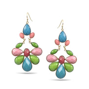 GOLD MULTICOLOR GLASS CRYSTAL FLOWER EARRINGS  #SE31652_GLD-MLT (BE14)