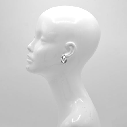 Silver Plated Chunky Lightweight  Hoop Earrings #GLE2941S(GF9)