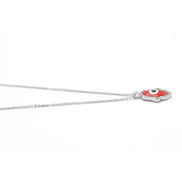 GOLD RED HAMSA HAND PENDANT SHORT NECKLACE  # HNN90662RD(LF16)