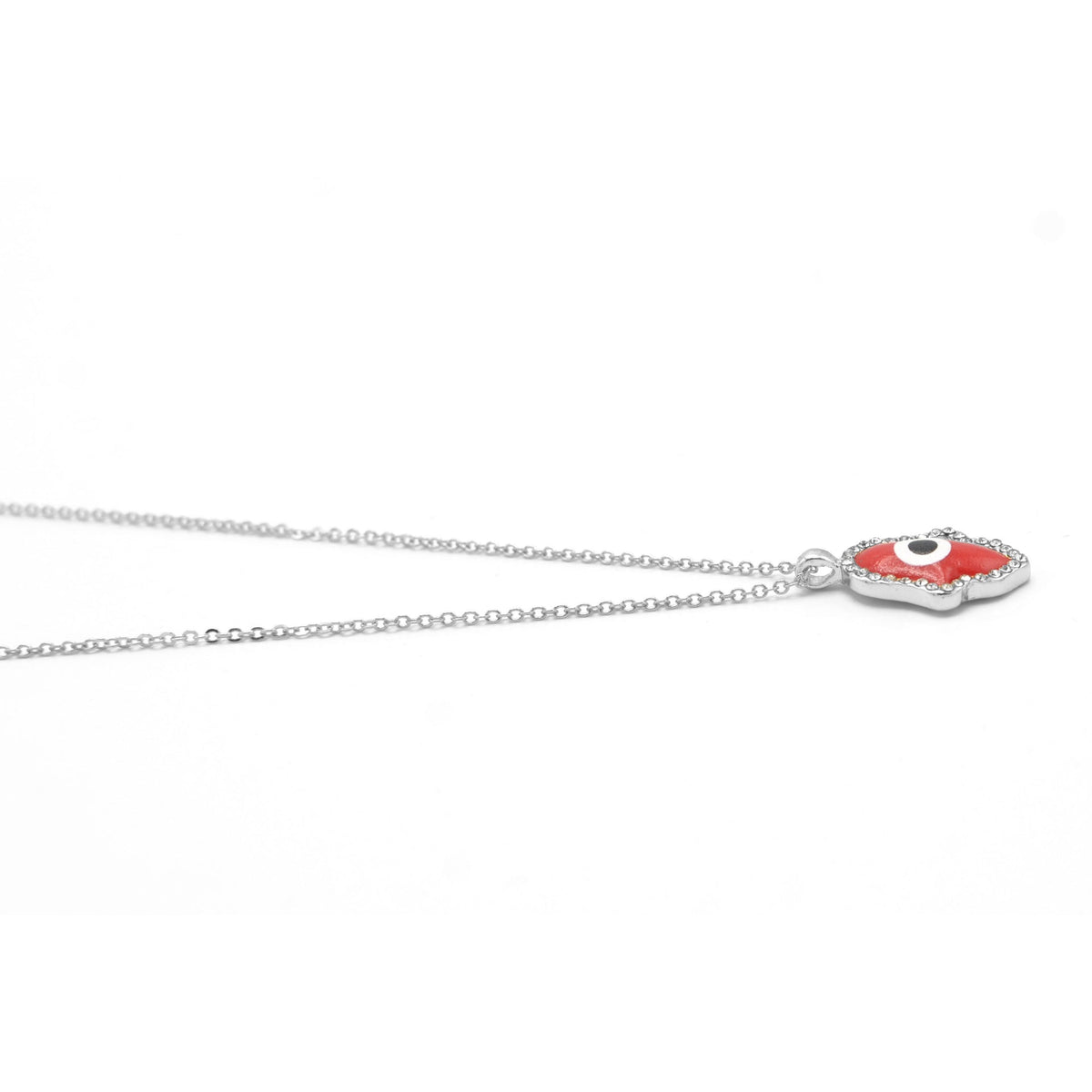 GOLD RED HAMSA HAND PENDANT SHORT NECKLACE  # HNN90662RD(LF16)