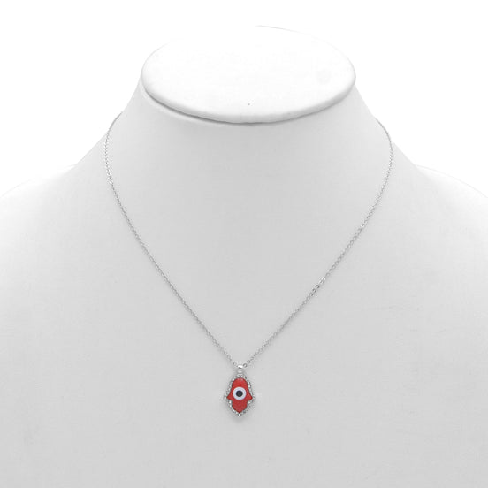 GOLD RED HAMSA HAND PENDANT SHORT NECKLACE  # HNN90662RD(LF16)