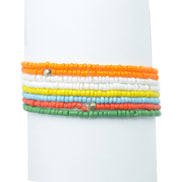 MULTI-COLOR BEADS 8 PCS MEMORY WIRE BRACELET#B8389MLT (OC24)
