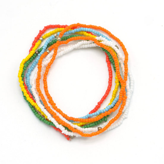 MULTI-COLOR BEADS 8 PCS MEMORY WIRE BRACELET#B8389MLT (OC24)