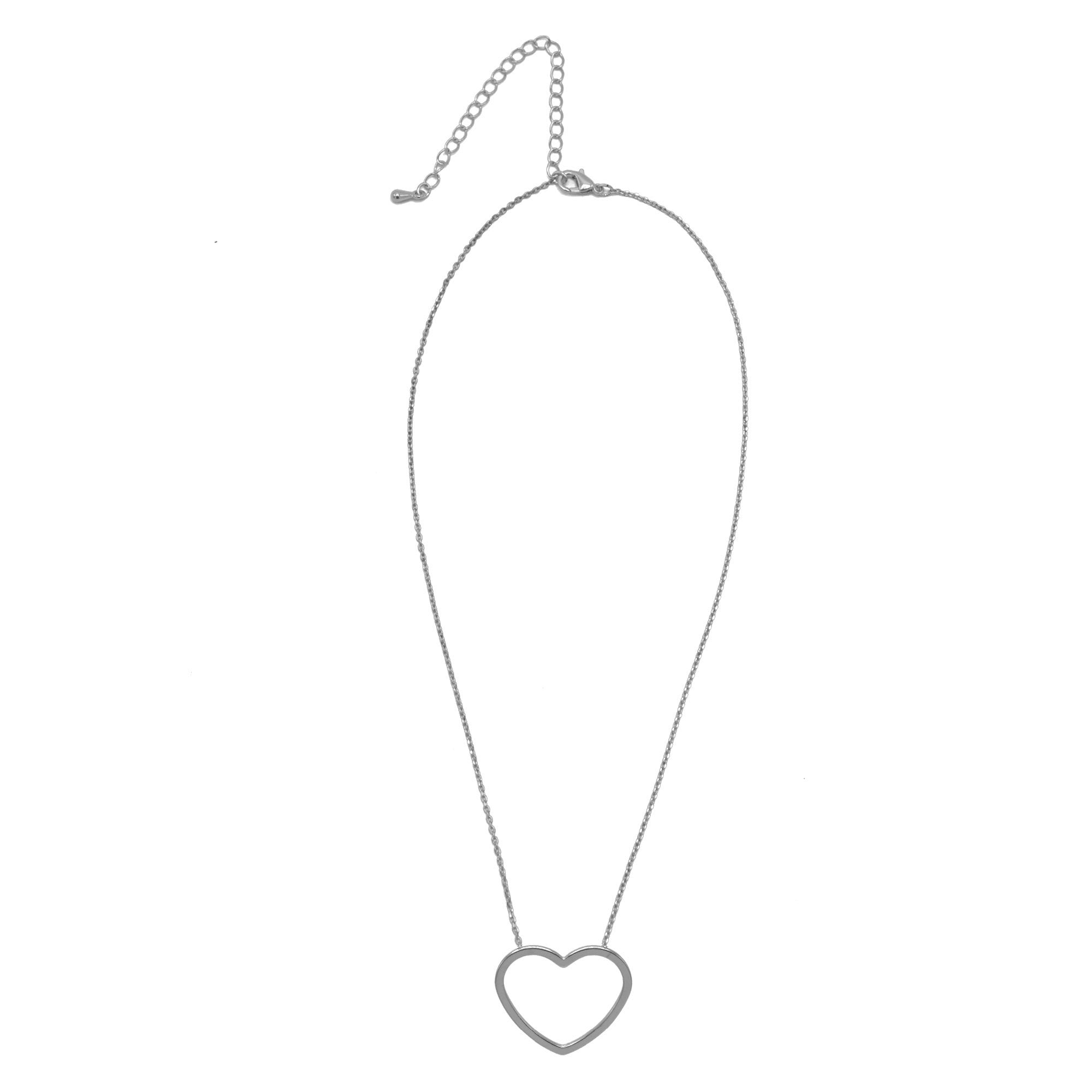 Rhodium Heart Charm pendant Necklace #HNN90860R(LF18)