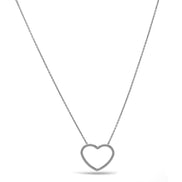 Rhodium Heart Charm pendant Necklace #HNN90860R(LF18)