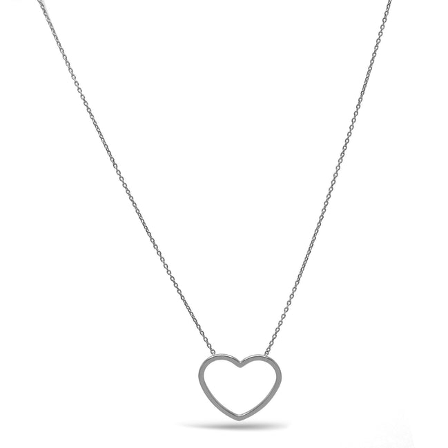 Rhodium Heart Charm pendant Necklace #HNN90860R(LF18)