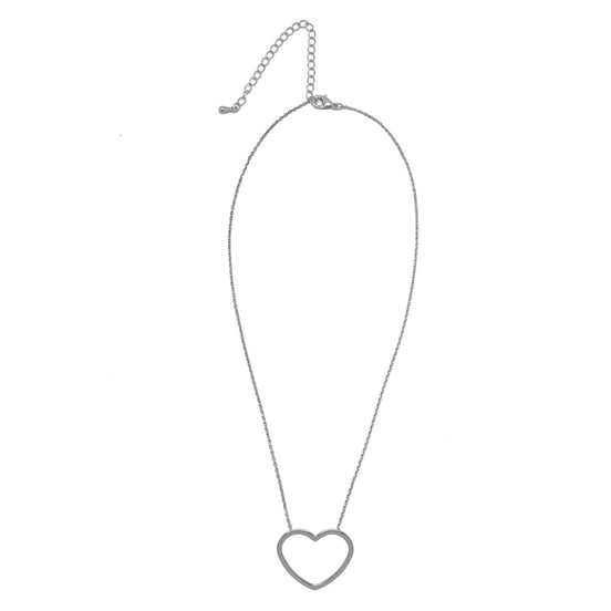 Rhodium Heart Charm pendant Necklace #HNN90860R(LF18)