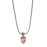 TWO TONE ROSE CRYSTAL PENDANT NECKLACE # 4112EH-RO