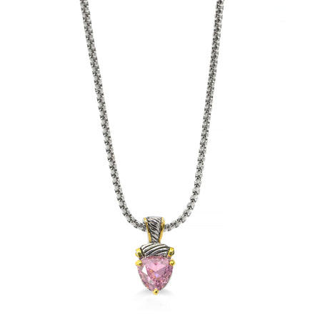 TWO TONE ROSE CRYSTAL PENDANT NECKLACE # 4112EH-RO