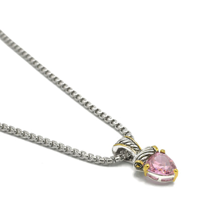 Rose crystal Heart Pendant Necklace – 18" + 3" Extender # 4112EH-RO
