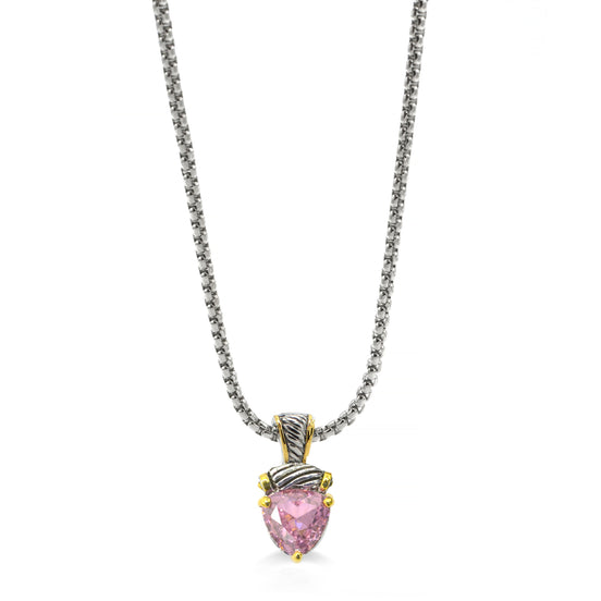 TWO TONE ROSE CRYSTAL PENDANT NECKLACE # 4112EH-RO