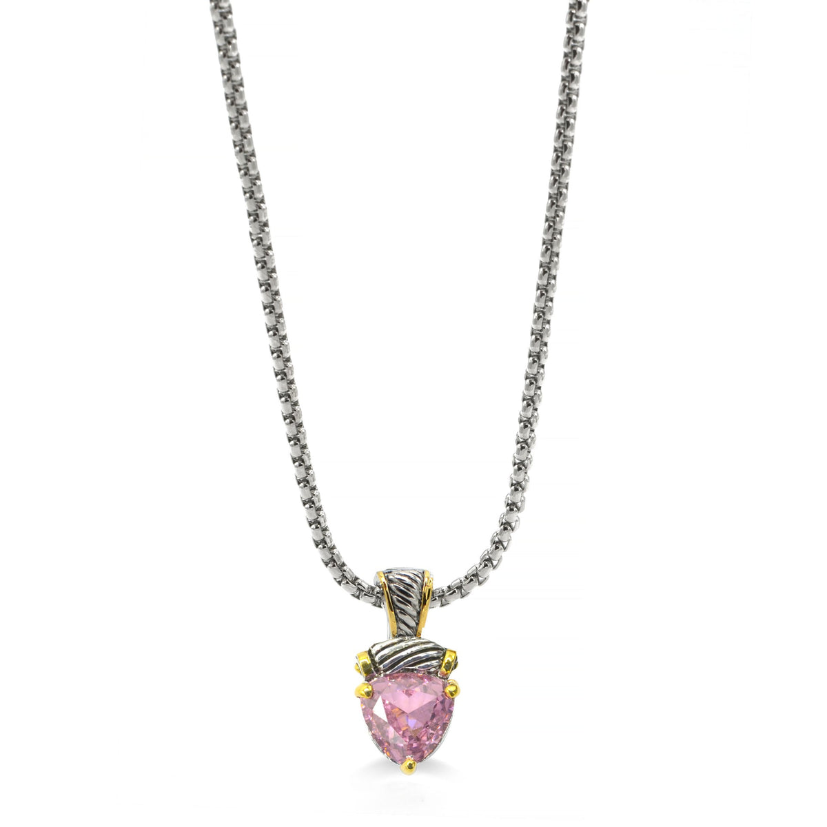 Rose crystal Heart Pendant Necklace – 18