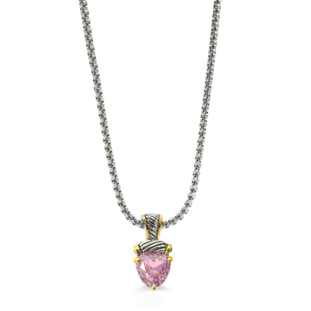 Rose crystal Heart Pendant Necklace – 18" + 3" Extender # 4112EH-RO