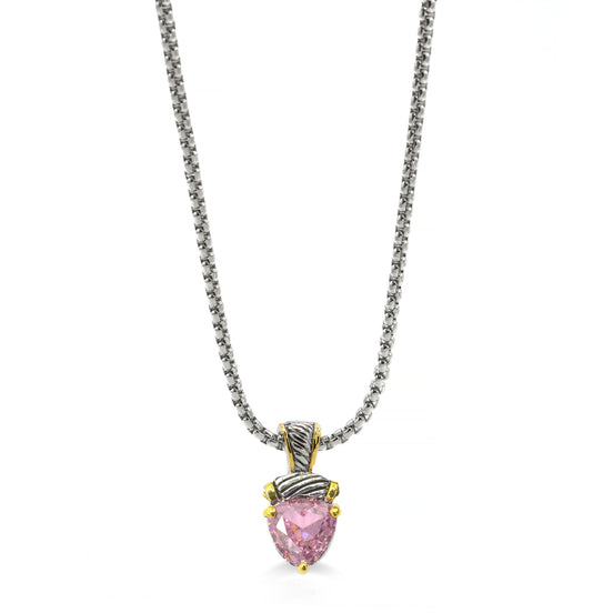 Rose crystal Heart Pendant Necklace – 18" + 3" Extender # 4112EH-RO