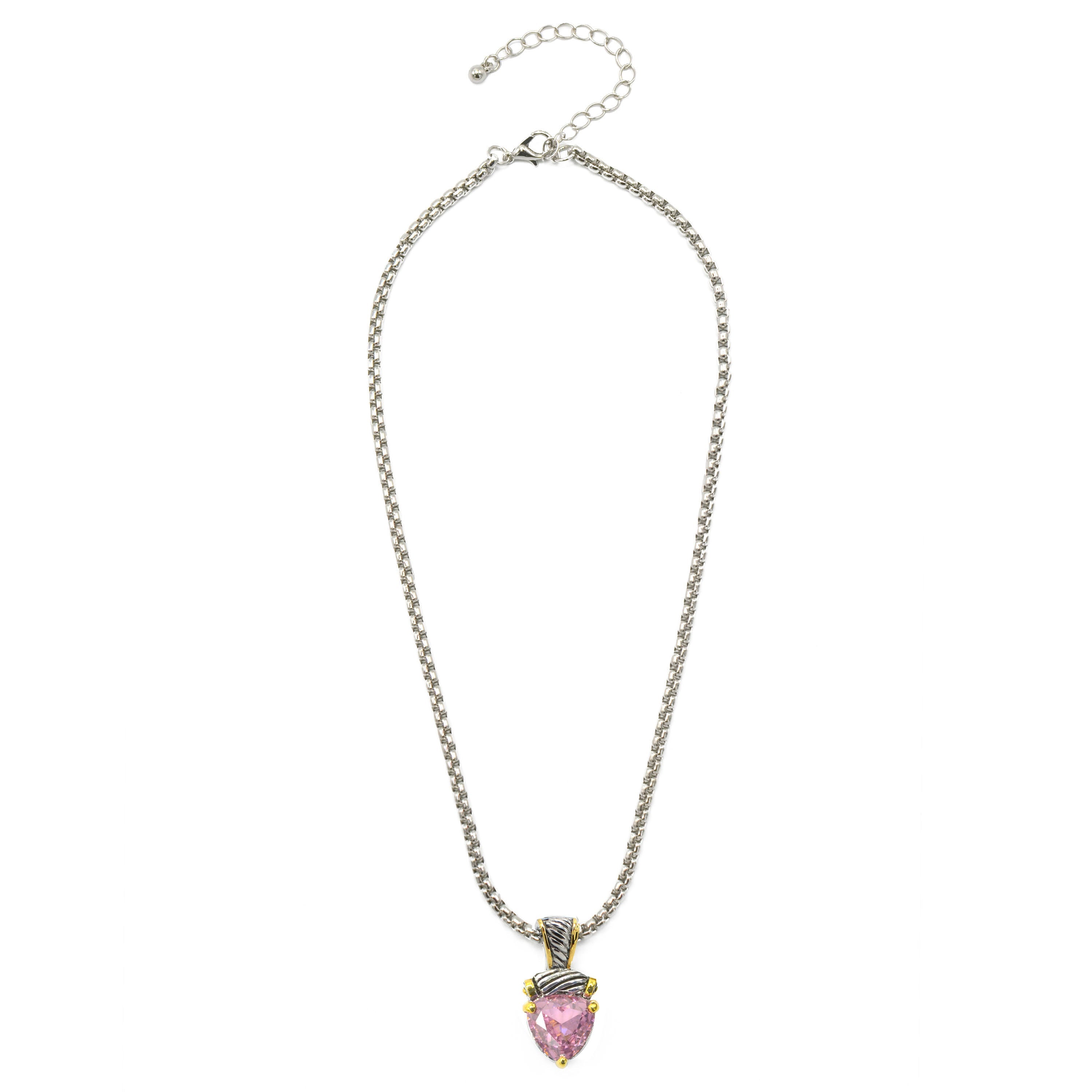 TWO TONE ROSE CRYSTAL PENDANT NECKLACE # 4112EH-RO