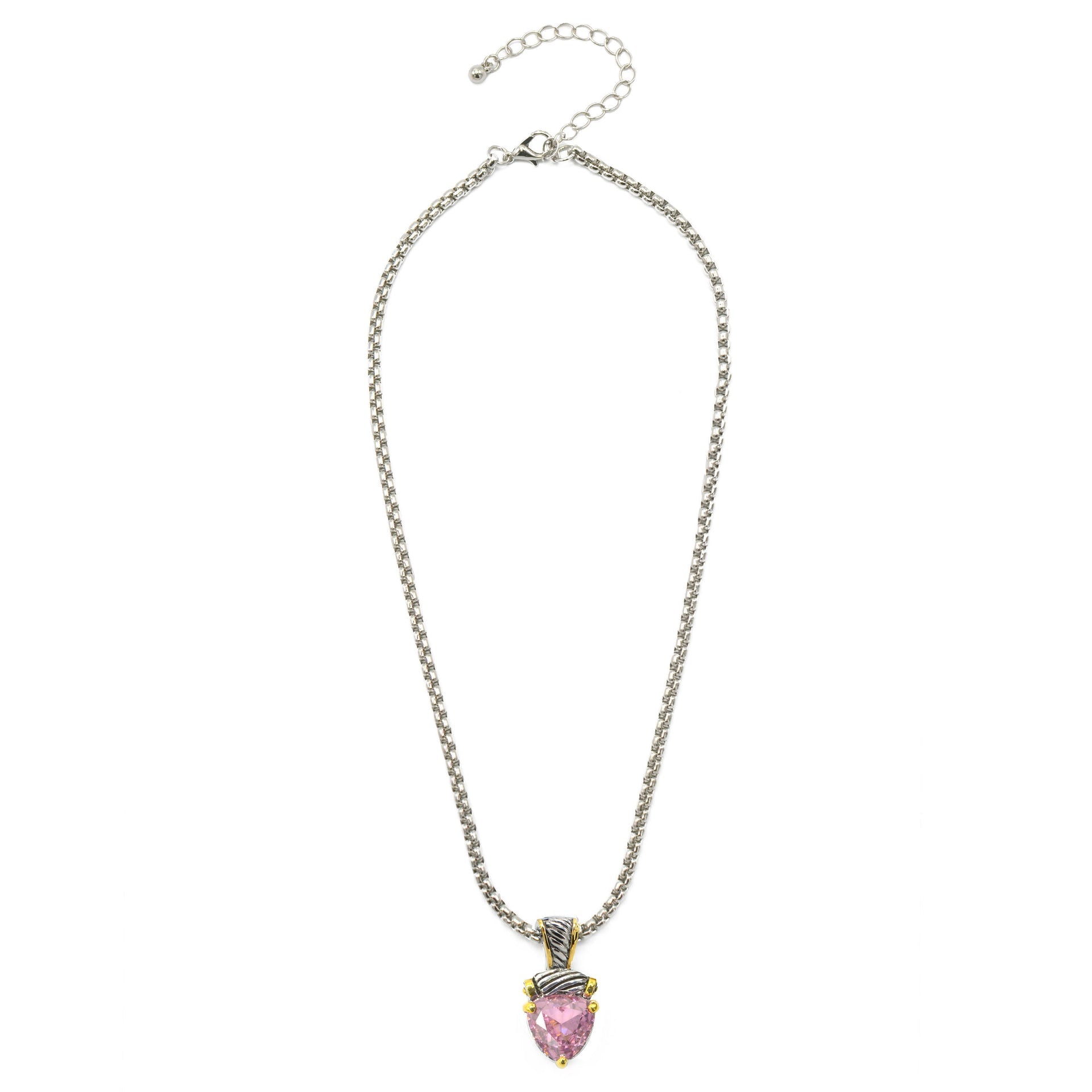 Rose crystal Heart Pendant Necklace – 18