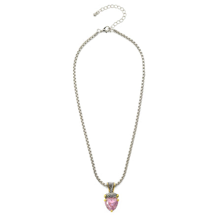 Rose crystal Heart Pendant Necklace – 18" + 3" Extender # 4112EH-RO