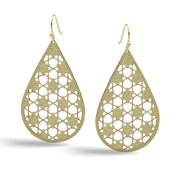 GOLD LASER CUT LIGHT WEIGHT TEARDROP EARRINGS #HNE90635(HE9/HD7)