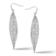RHODIUM LASER CUT LIGHT WEIGHT LEAF EARRINGS #HNE90636(HD12)