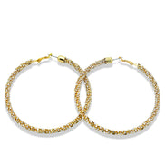 Gold Rhinestone Wrapped Hoop Earrings – 3