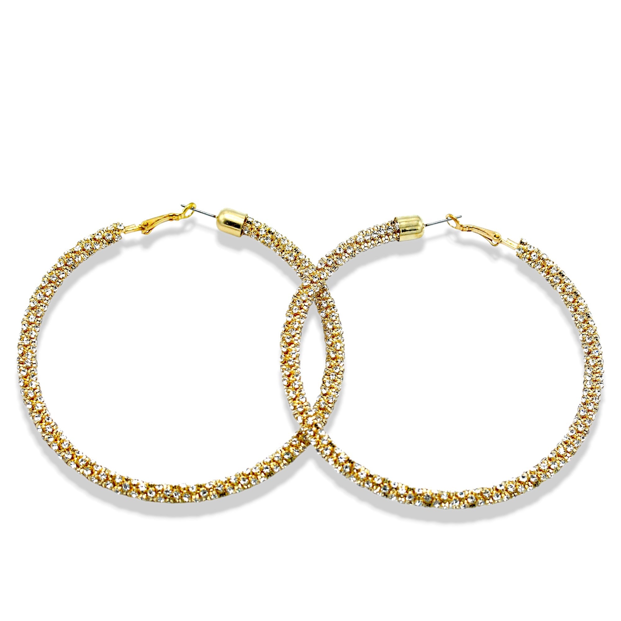 Gold Rhinestone Wrapped Hoop Earrings – 3
