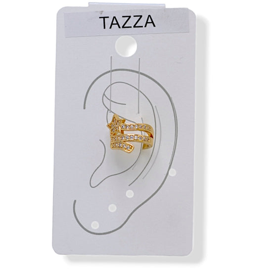 Gold Star & Sparkling Cuff Ear Clip – 0.5" Inch No Piercing Required Fashion Earring#HNE90621GD(SF12)