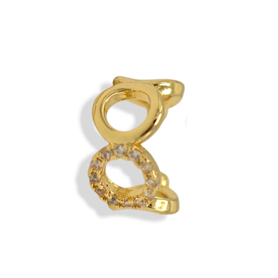 Gold and Rhinestone Cuff Ear Clip – 0.8" One piece (No Piercing Required)#HNE90622GD(NE11)
