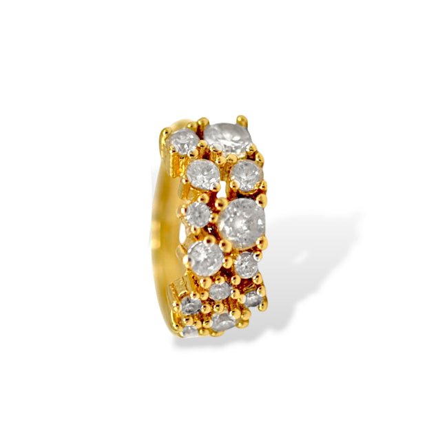 Tazza Gold & Rhinestone Cuff Ear Clip – 0.5" One piece (No Piercing Required)#HNE90916GD