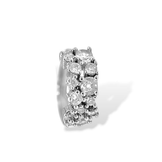 Tazza silver & Rhinestone Cuff Ear Clip – 0.5" one piece(No Piercing Required)#HNE90916RD
