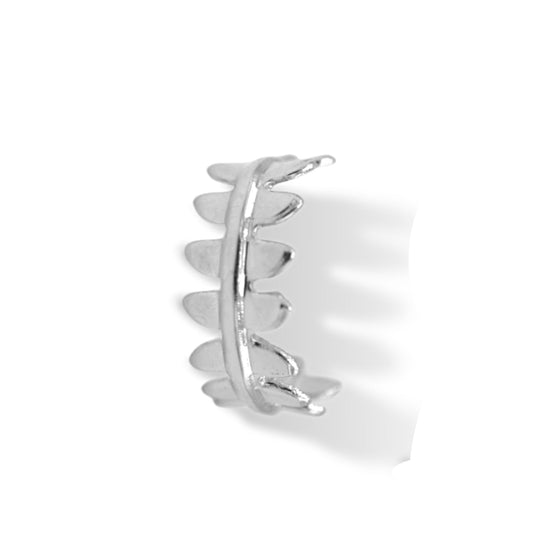 Rhodium Leaf Cuff Ear Clip – 0.5" Inch No Piercing Required Fashion Earring one piece #HNE90913RD