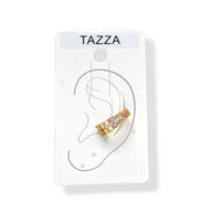 Glamorous Gold-Tone Huggie Clip Earrings with Brilliant Rhinestones (0.7