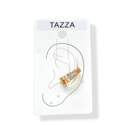 Glamorous Gold-Tone Huggie Clip Earrings with Brilliant Rhinestones (0.7") #HNE90624GD(NA10)