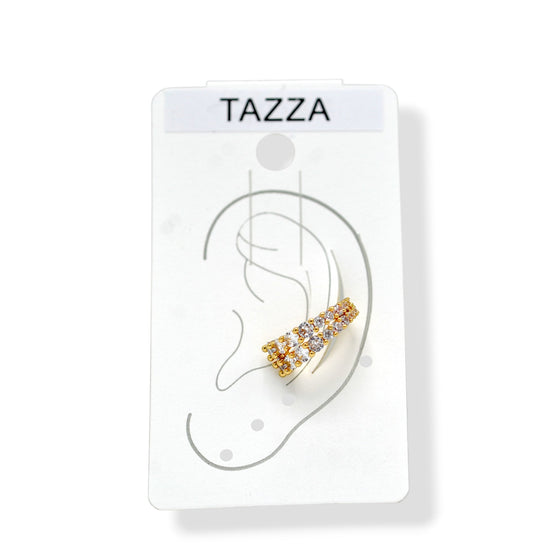 Glamorous Gold-Tone Huggie Clip Earrings with Brilliant Rhinestones (0.7") #HNE90624GD(NA10)