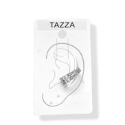 Glamorous Silver-Tone Huggie Clip Earrings with Brilliant Rhinestones (0.7