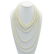 Gold Cream Pearl Multi-Row Layer Necklace #HNN90626GD (DA1)