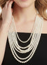 Gold Cream Pearl Multi-Row Layer Necklace #HNN90626GD (DA1)