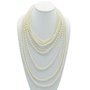 Gold Cream Pearl Multi-Row Layer Necklace #HNN90626GD (DA1)