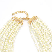 Gold Cream Pearl Multi-Row Layer Necklace #HNN90626GD (DA1)