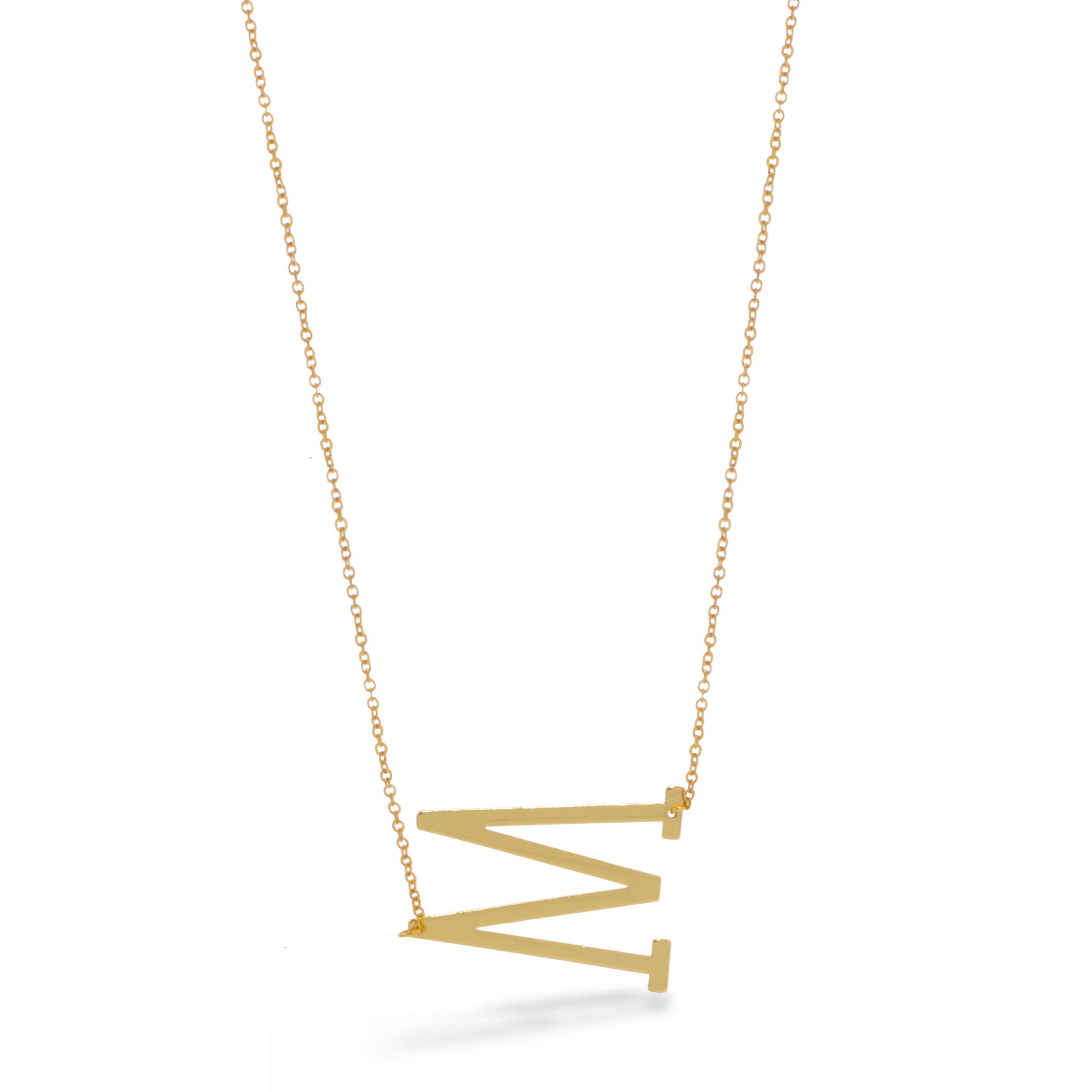 GOLD LETTER M INITIAL CHARM NECKLACE # HNN90627G Gold (OE8)