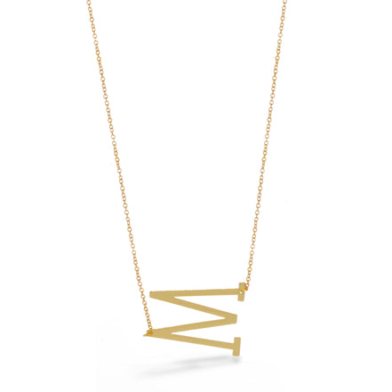 GOLD LETTER M INITIAL CHARM NECKLACE # HNN90627G Gold (OE8)