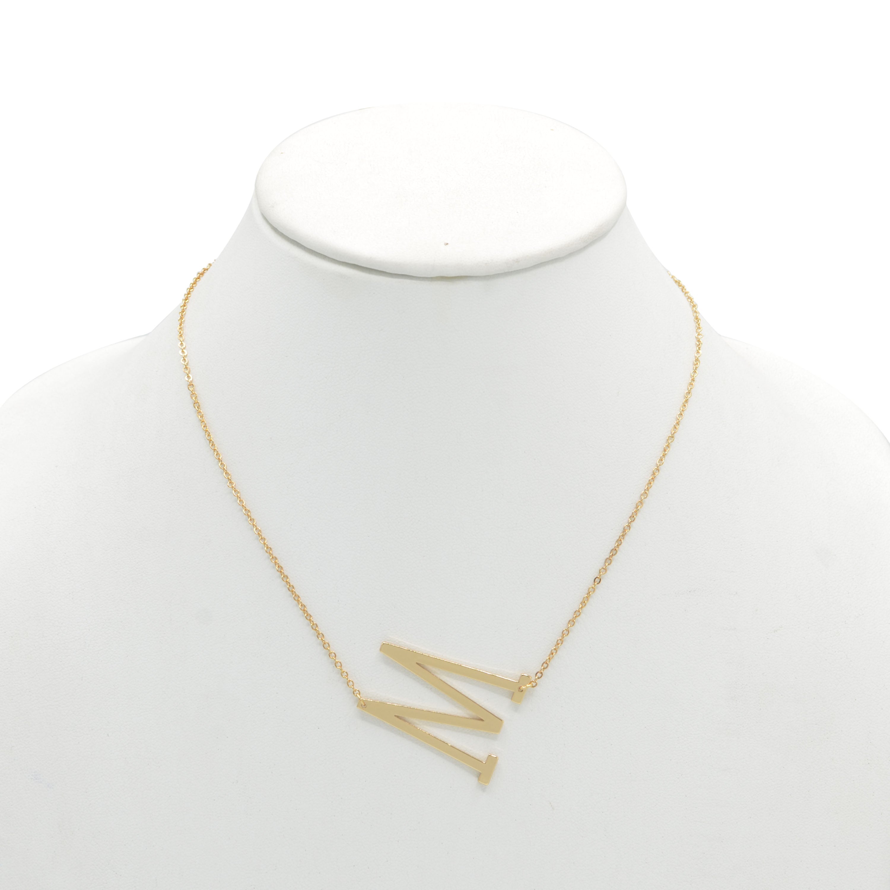 GOLD LETTER M INITIAL CHARM NECKLACE # HNN90627G Gold (OE8)