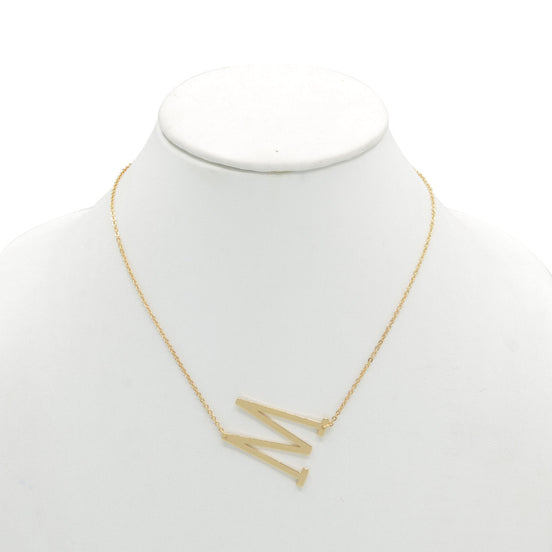 GOLD LETTER M INITIAL CHARM NECKLACE # HNN90627G Gold (OE8)