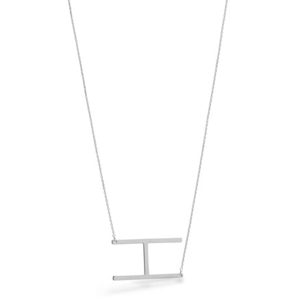 SILVER LETTER H INITIAL CHARM NECKLACE # HNN90629R Rhodium(OE4)