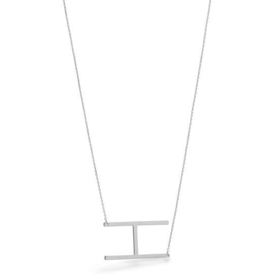 SILVER LETTER H INITIAL CHARM NECKLACE # HNN90629R Rhodium(OE4)