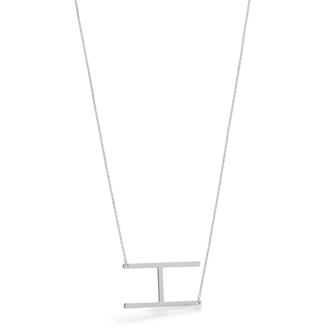 SILVER LETTER H INITIAL CHARM NECKLACE # HNN90629R Rhodium(OE4)