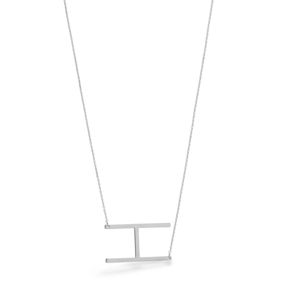 SILVER LETTER H INITIAL CHARM NECKLACE # HNN90629R Rhodium(OE4)