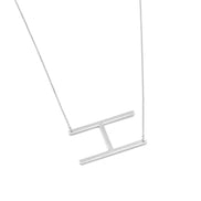 SILVER LETTER H INITIAL CHARM NECKLACE # HNN90629R Rhodium(OE4)