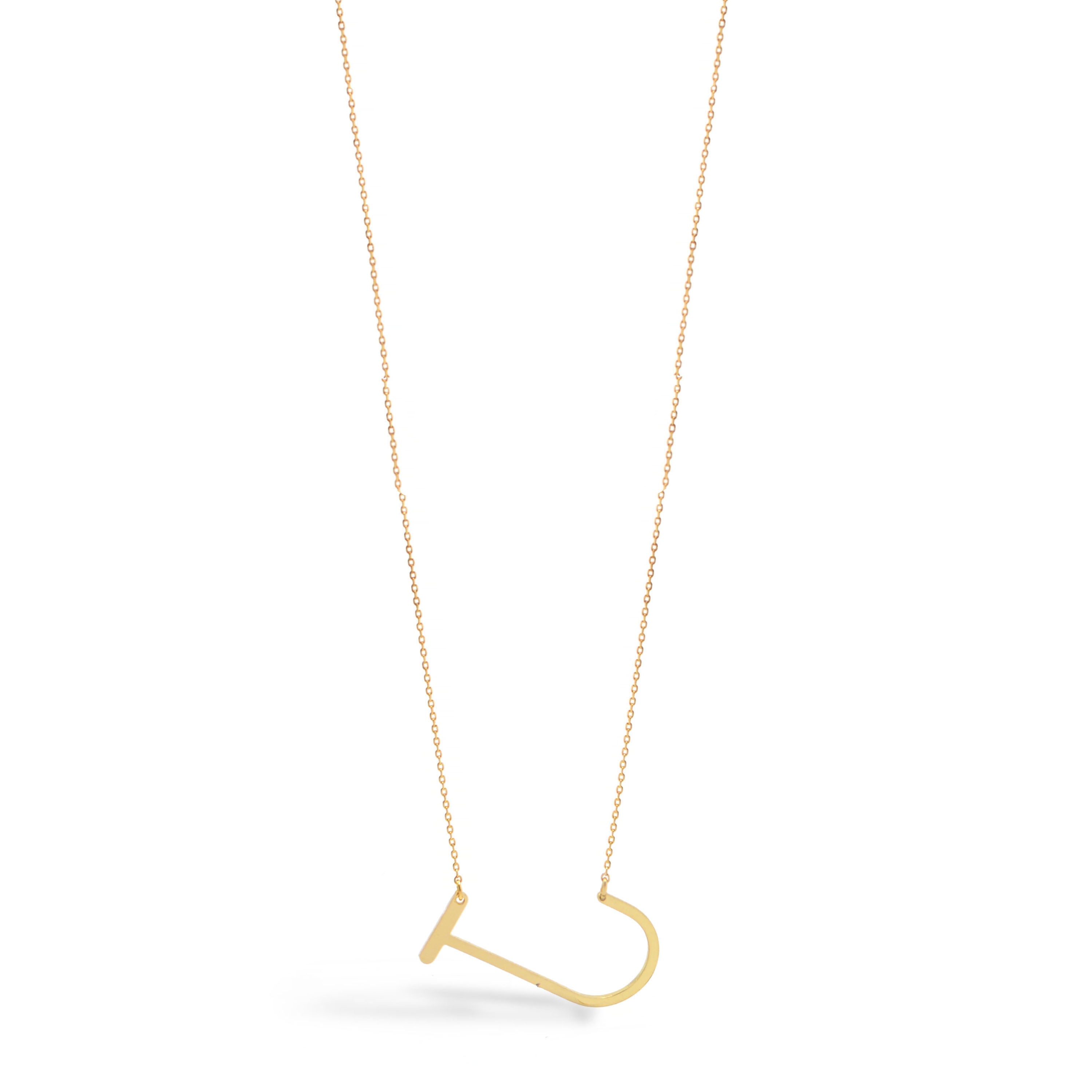 GOLD LETTER J CHARM NECKLACE # HNN90631G Gold(OE16)