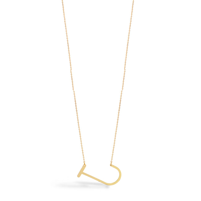 GOLD LETTER J CHARM NECKLACE # HNN90631G Gold(OE16)