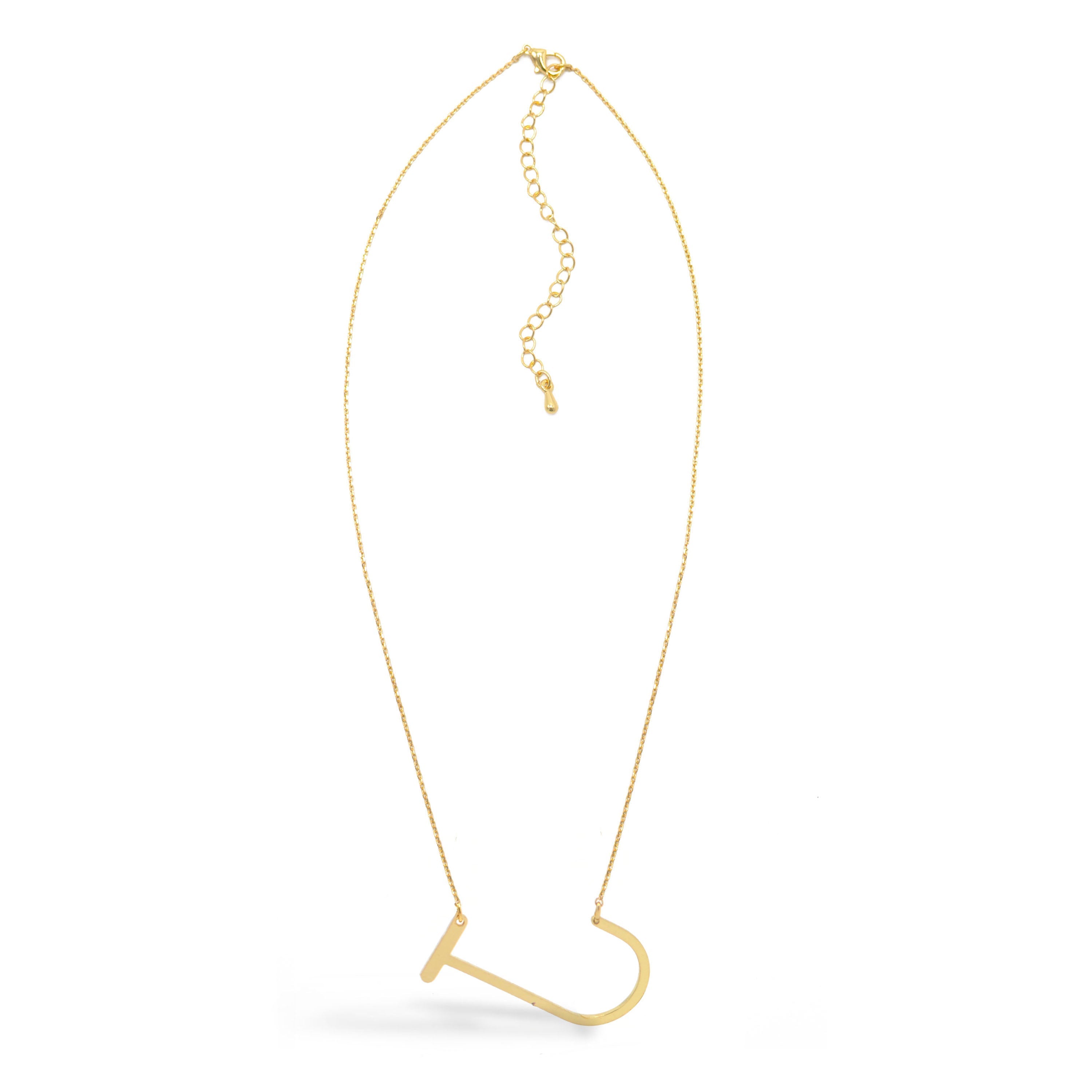 GOLD LETTER J CHARM NECKLACE # HNN90631G Gold(OE16)